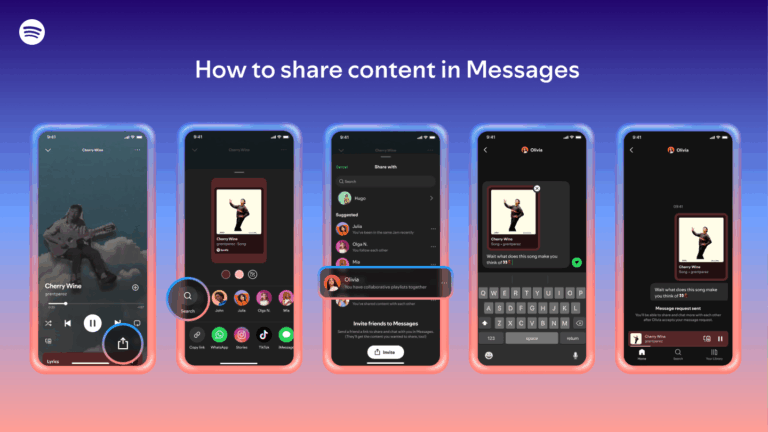 Spotifyがユーザー間でのDM送信を可能にする新機能「メッセージ」開始。音楽やコンテンツのシェアと発見の強化を狙う